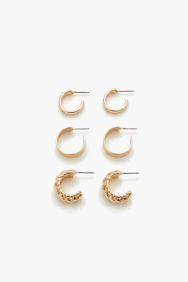Forever21 Rhinestone Hoop Earring Set GOLD