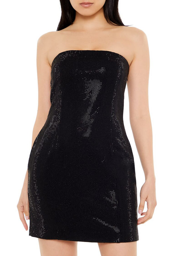 Forever21 Rhinestone Tube Mini Dress BLACK