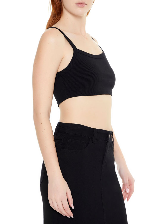 Forever21 Rib-Knit Cropped Cami BLACK
