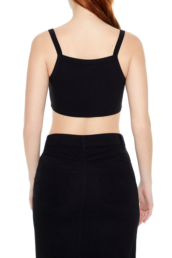 Forever21 Rib-Knit Cropped Cami BLACK