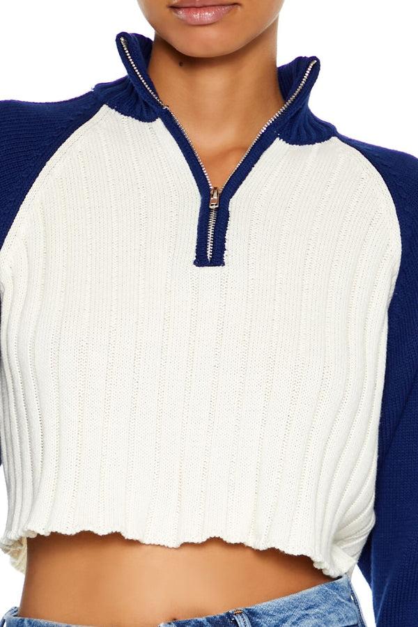 Forever21 Ribbed Colorblock Sweater CREAM/NAVY