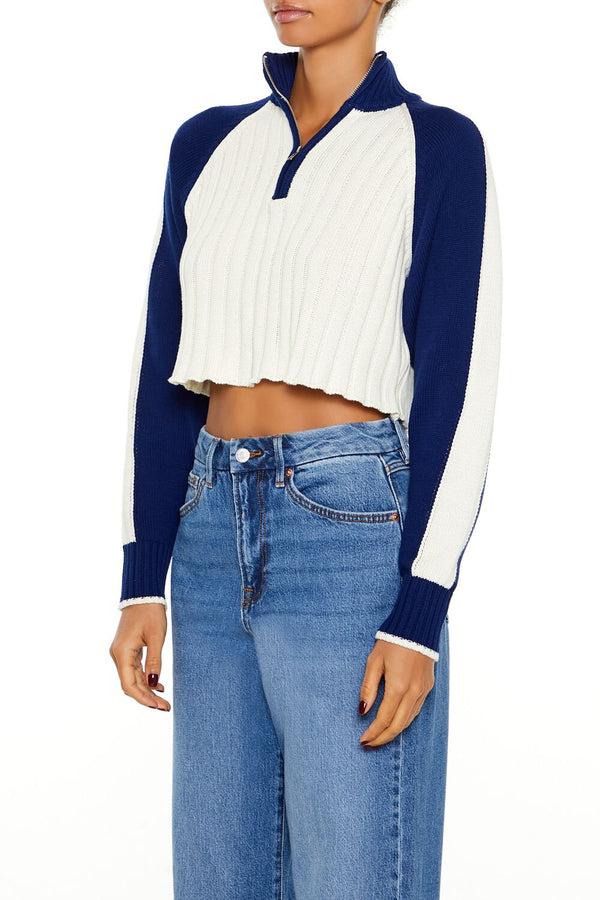 Forever21 Ribbed Colorblock Sweater CREAM/NAVY