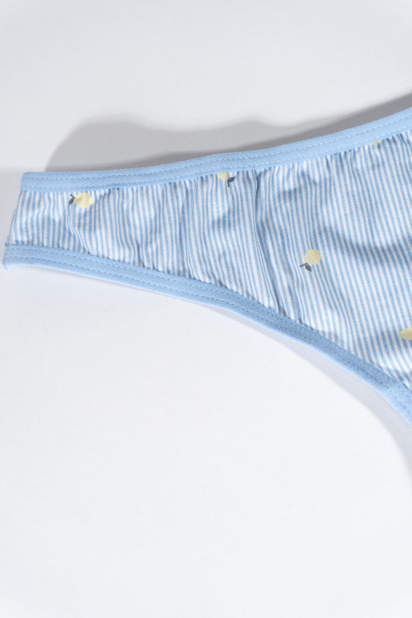 Forever21 Ribbed Floral Thong BLUE/MULTI