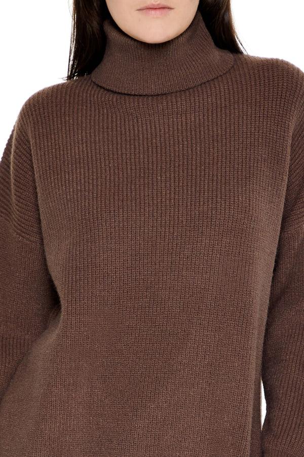 Forever21 Ribbed Knit Turtleneck Sweater ESPRESSO