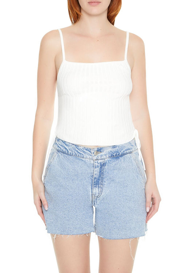 Forever21 Ribbed Sweater-Knit Cami WHITE