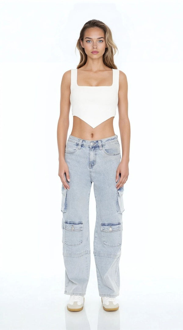 Forever21 Ribbed Sweater-Knit Crop Top WHITE