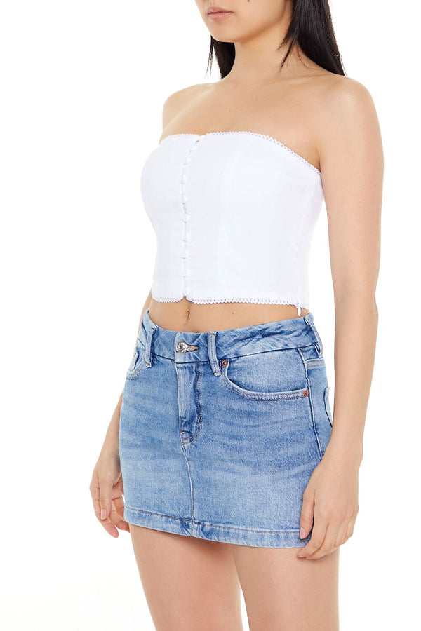 Forever21 Ricrac Cropped Tube Top WHITE