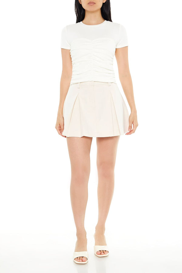 Forever21 Ruched Crew Tee WHITE