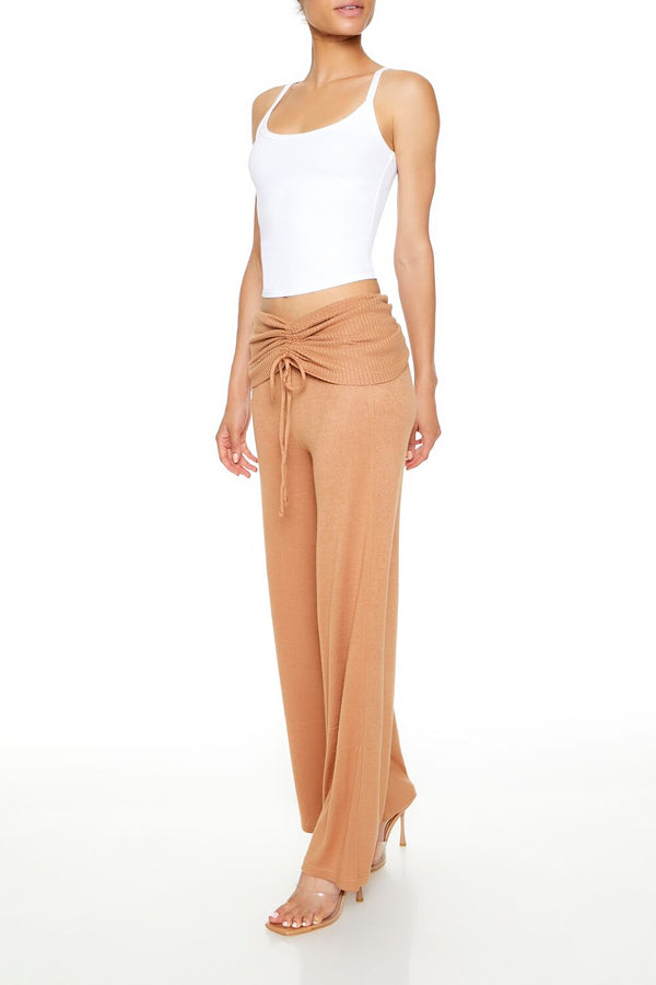 Forever21 Ruched Drawstring Foldover Pants CAMEL