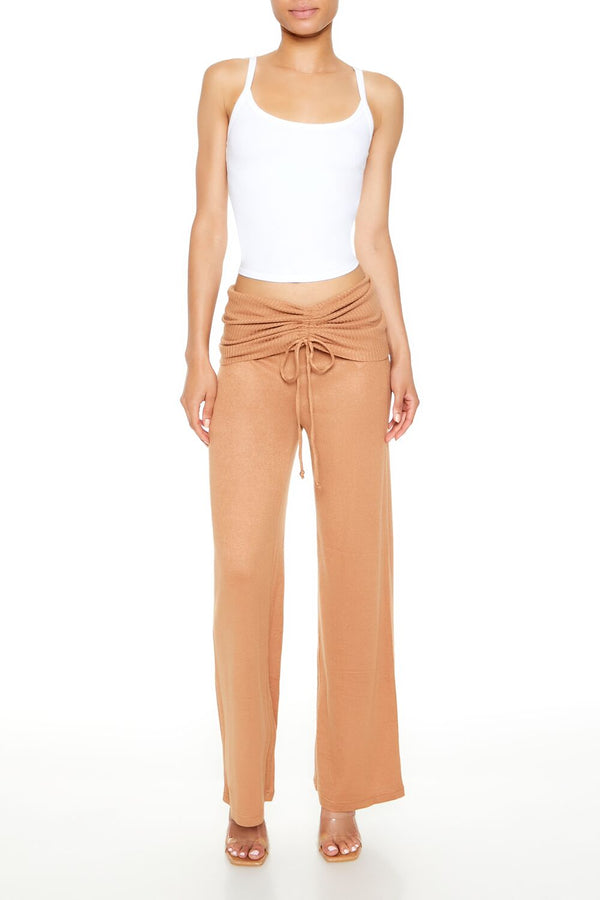 Forever21 Ruched Drawstring Foldover Pants CAMEL