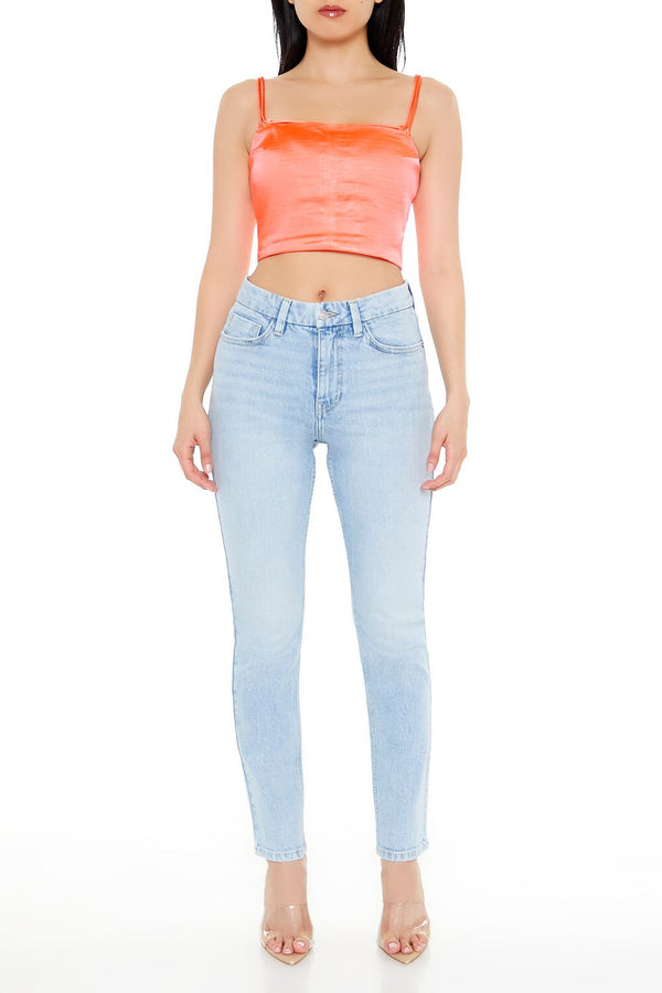 Forever21 Satin Cropped Cami CORAL