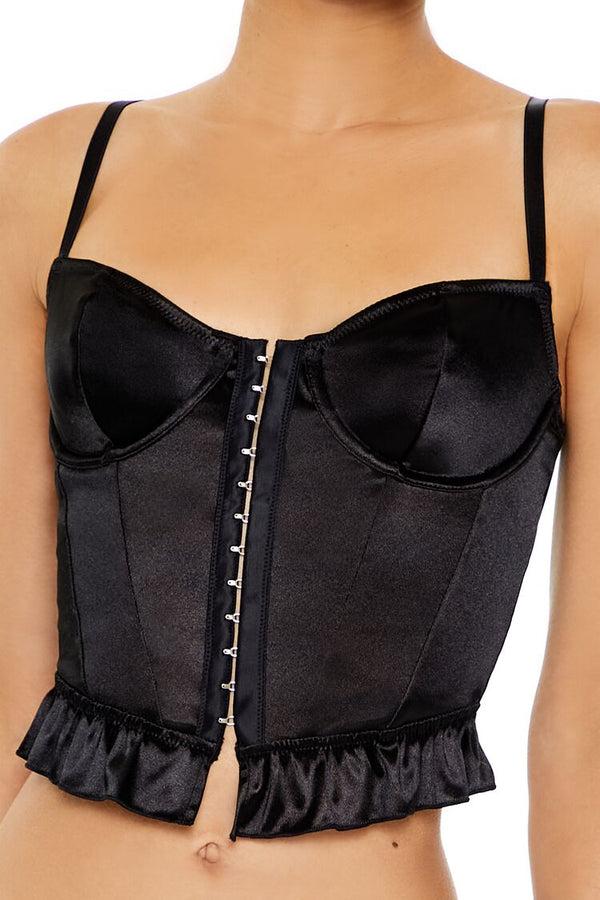 Forever21 Satin Lingerie Corset Cami BLACK