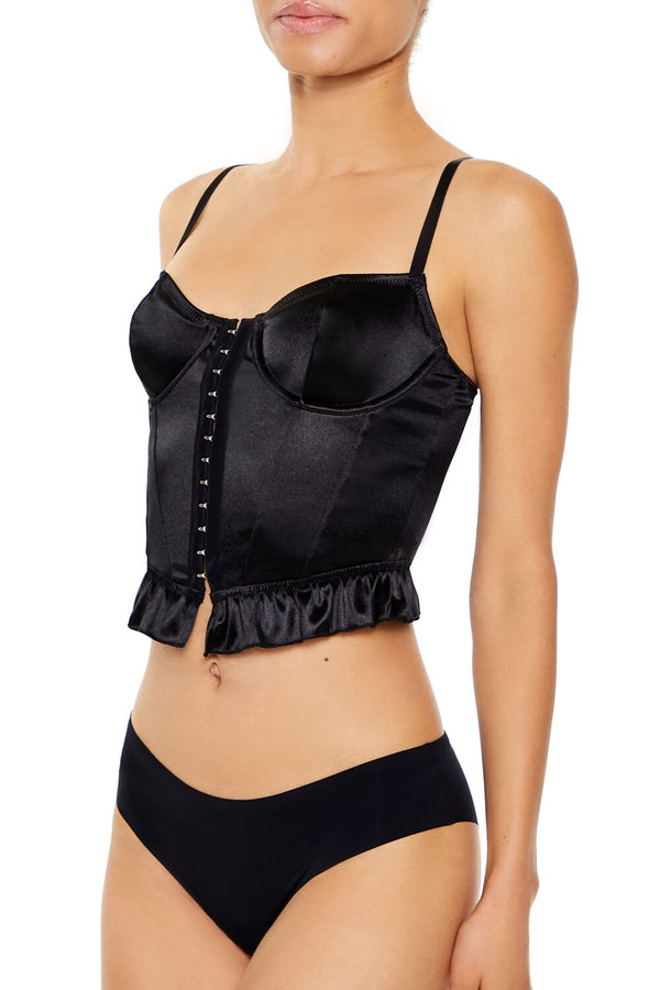 Forever21 Satin Lingerie Corset Cami BLACK