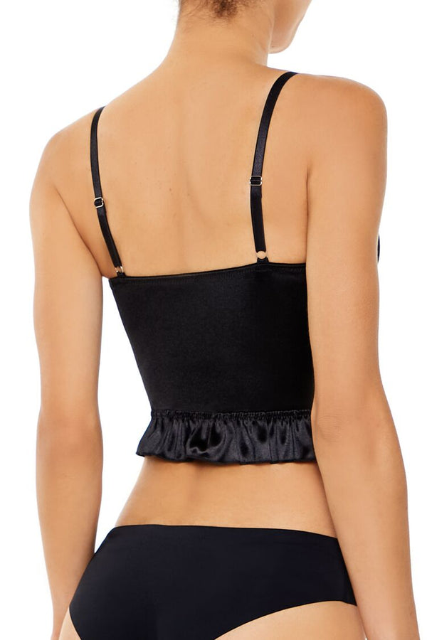 Forever21 Satin Lingerie Corset Cami BLACK
