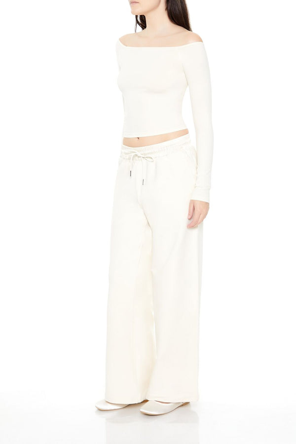Forever21 Satin Mid-Rise Wide-Leg Pants CREAM