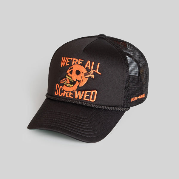 Forever21 SCREWED UP BLACK FOAM TRUCKER HAT Black