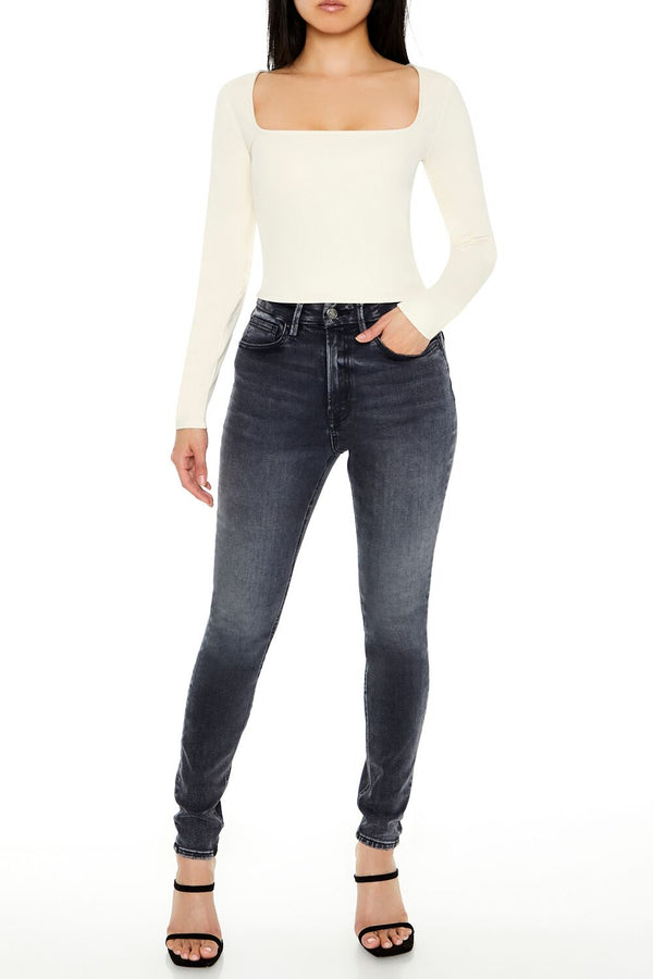Forever21 Sculpt Shape Square-Neck Top CREAM