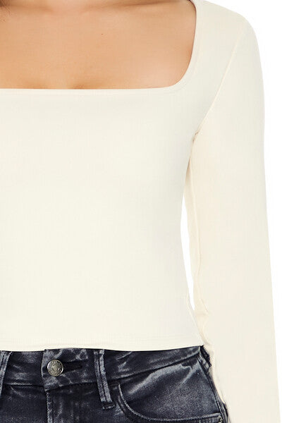 Forever21 Sculpt Shape Square-Neck Top CREAM