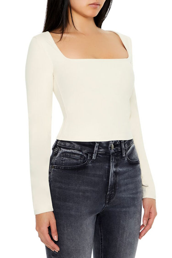 Forever21 Sculpt Shape Square-Neck Top CREAM