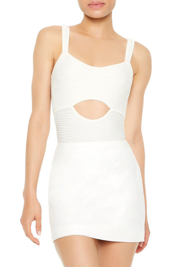Forever21 Seamless Cutout Bodysuit WHITE