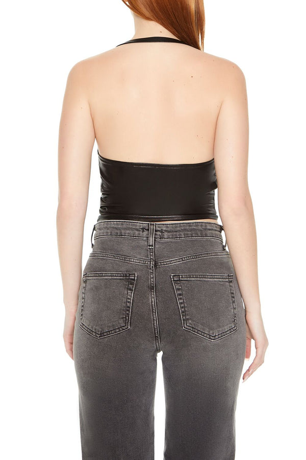 Forever21 Seamless Halter Crop Top BLACK