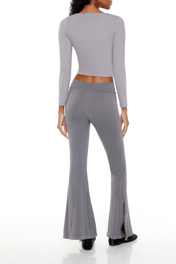 Forever21 Seamless High-Rise Flare Pants DARK GREY
