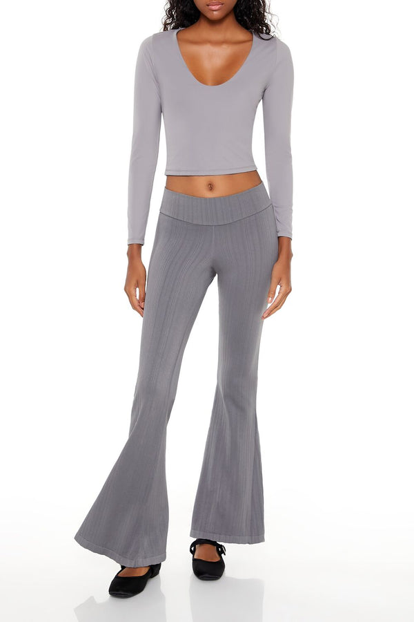 Forever21 Seamless High-Rise Flare Pants DARK GREY
