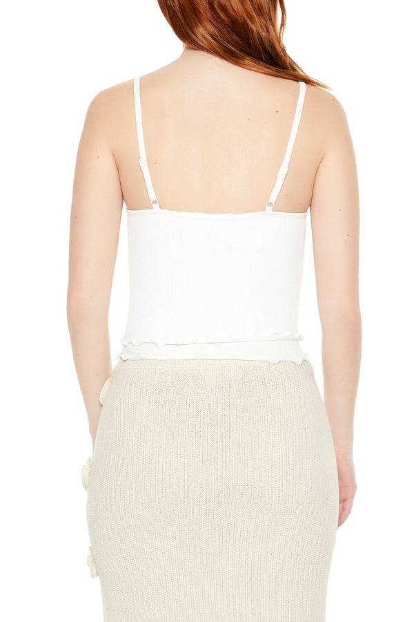 Forever21 Seamless Lettuce-Edge Cami WHITE