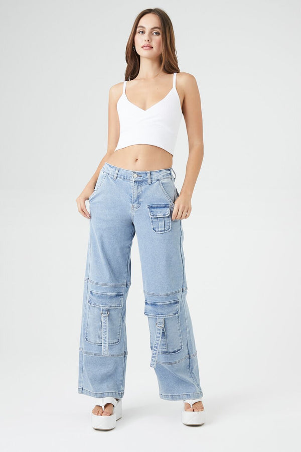 Forever21 Seamless Surplice Cropped Cami WHITE