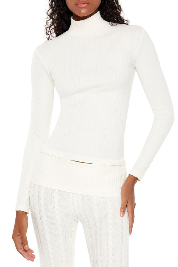 Forever21 Seamless Turtleneck Top IVORY