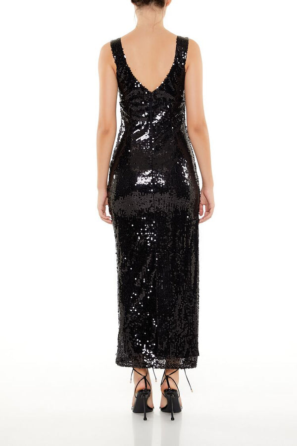 Forever21 Sequin Cutout Maxi Dress BLACK