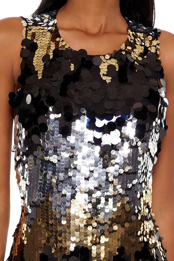 Forever21 Sequin Cutout Tie-Back Bodysuit BLACK