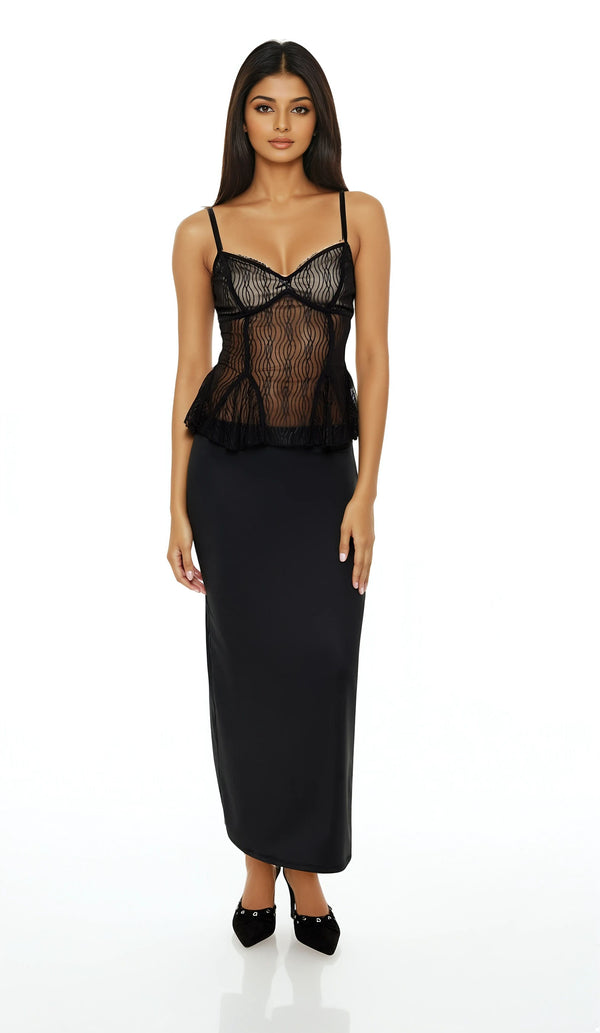 Forever21 Sheer Mesh Flounce Cami BLACK