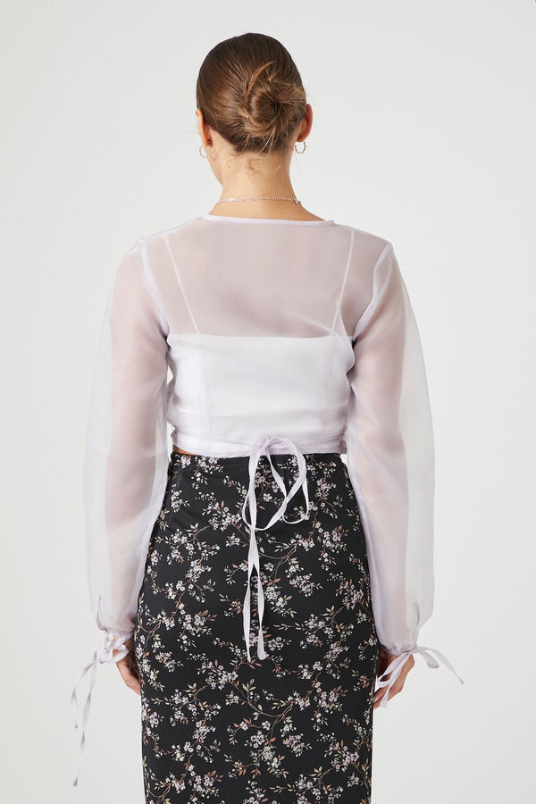 Forever21 Sheer Organza Wrap Top DUSTY LAVENDER