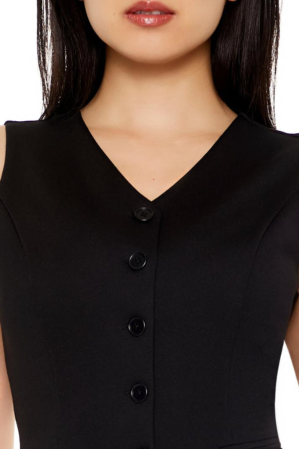 Forever21 Sleeveless Button-Up Top BLACK