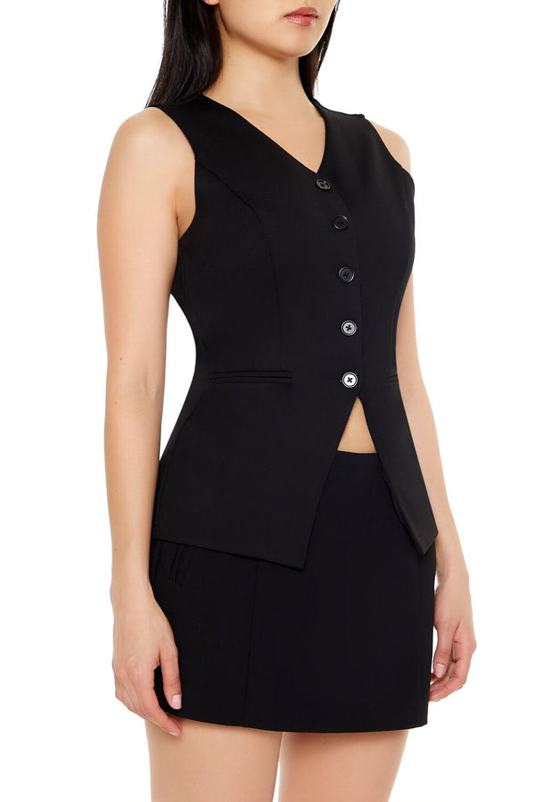 Forever21 Sleeveless Button-Up Top BLACK