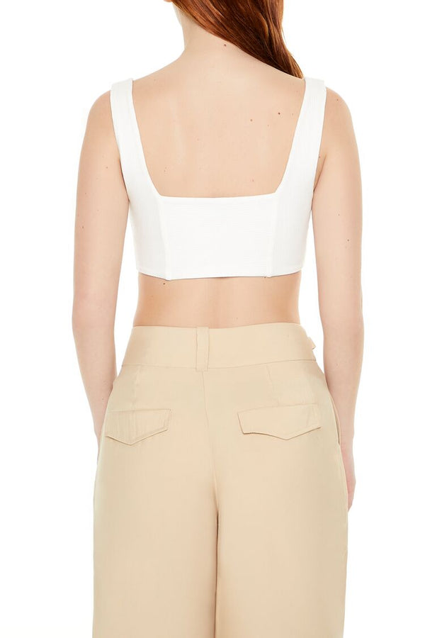 Forever21 Sleeveless Crop Top WHITE