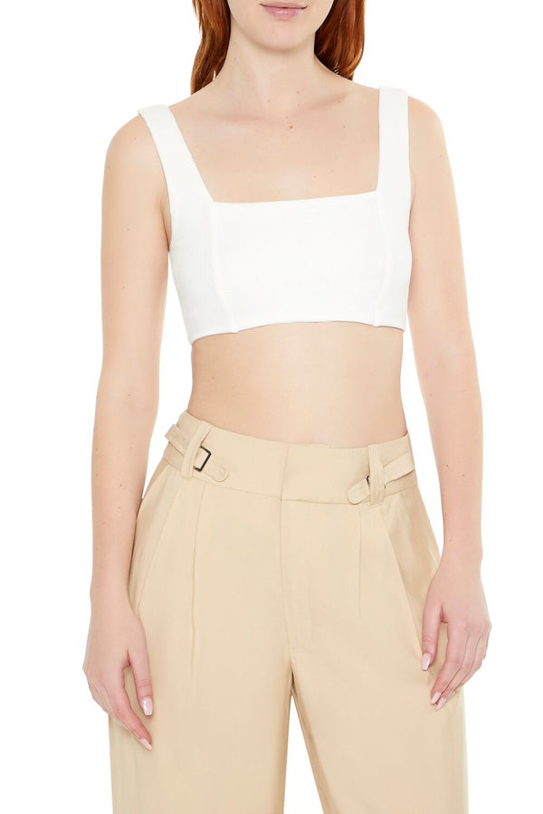 Forever21 Sleeveless Crop Top WHITE