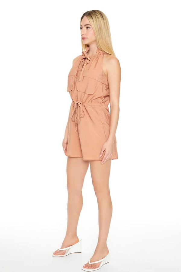 Forever21 Sleeveless Drawstring Romper COPPER