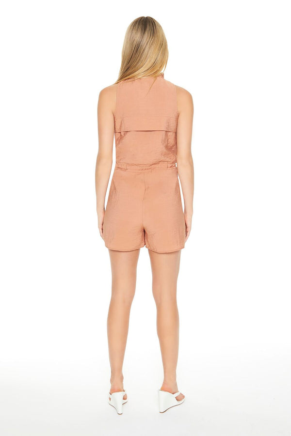 Forever21 Sleeveless Drawstring Romper COPPER