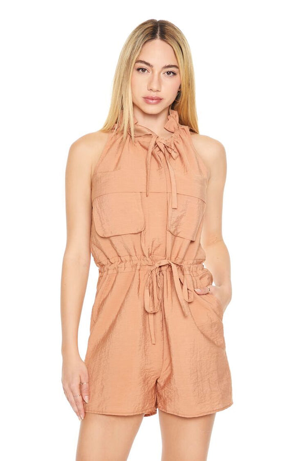 Forever21 Sleeveless Drawstring Romper COPPER
