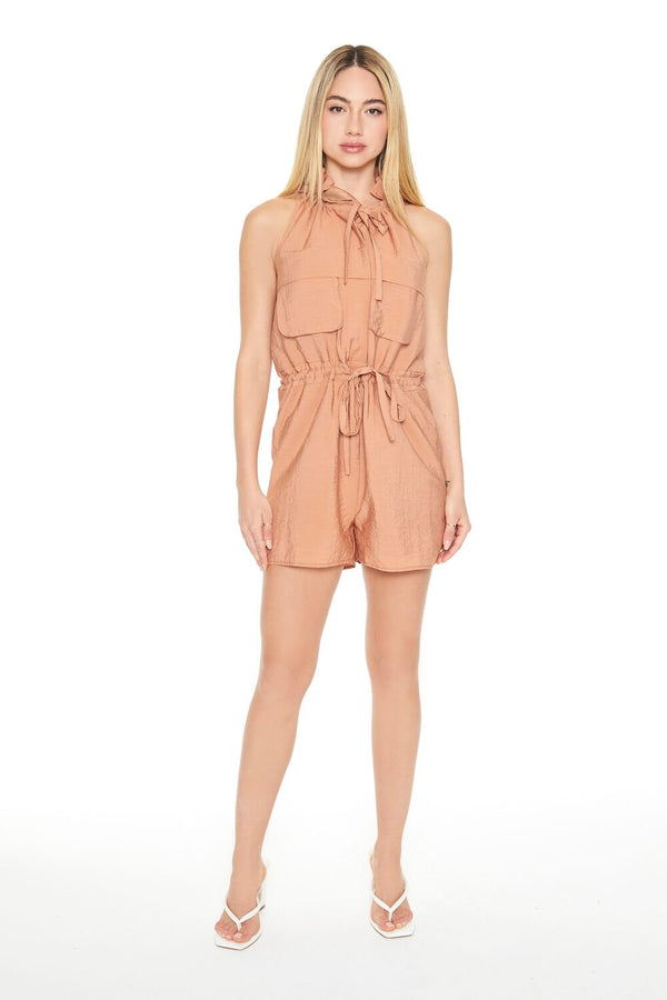 Forever21 Sleeveless Drawstring Romper COPPER