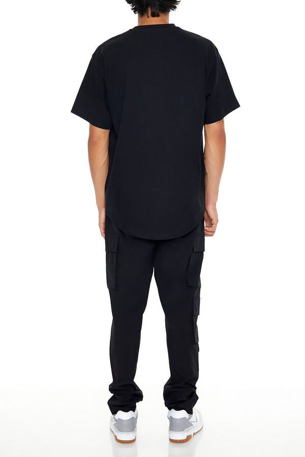 Forever21 Slim-Fit Drawstring Cargo Joggers BLACK