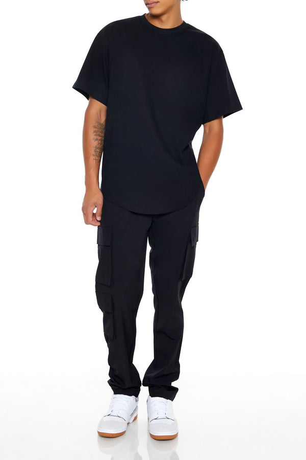 Forever21 Slim-Fit Drawstring Cargo Joggers BLACK