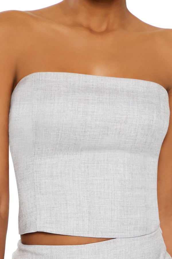 Forever21 Smocked Tube Crop Top GREY