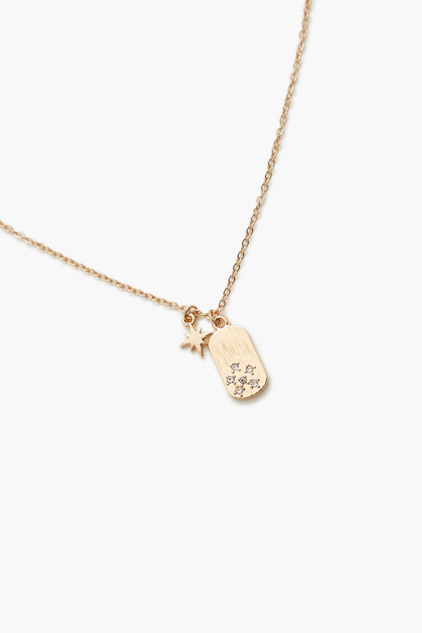Forever21 Star & Dog Tag Charm Necklace GOLD