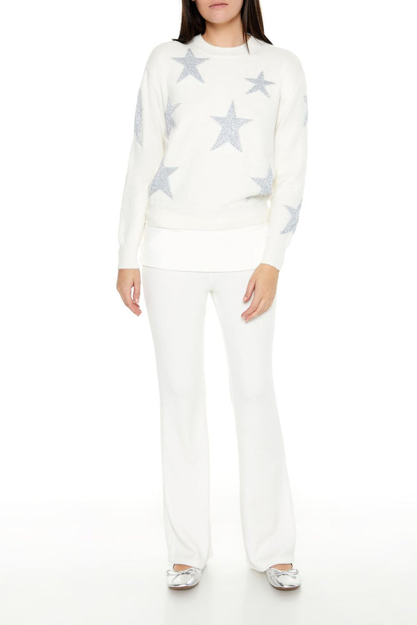 Forever21 Star Print Sweater WHITE/MULTI