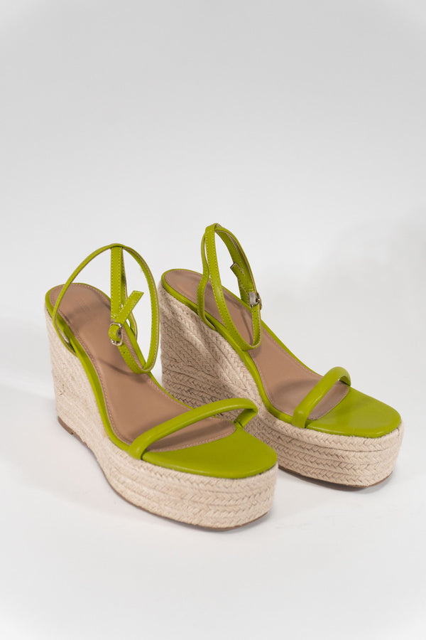 Forever21 Strappy Wedge Sandals GREEN