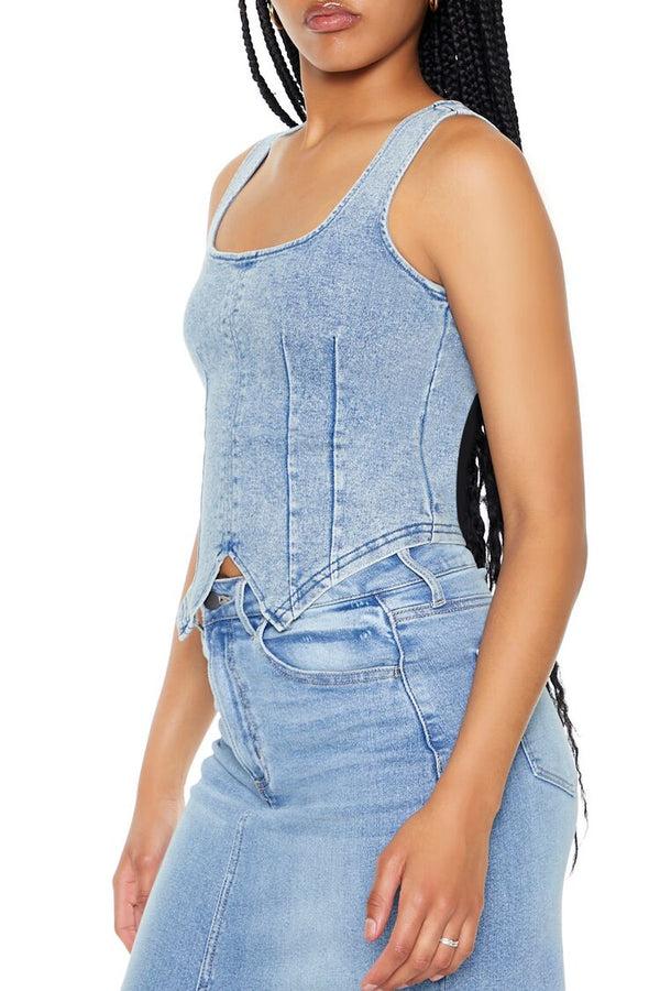 Forever21 Stretch-Denim Tank Top DENIM