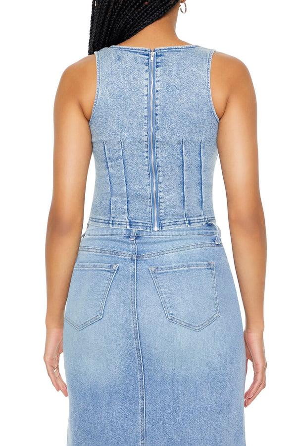 Forever21 Stretch-Denim Tank Top DENIM